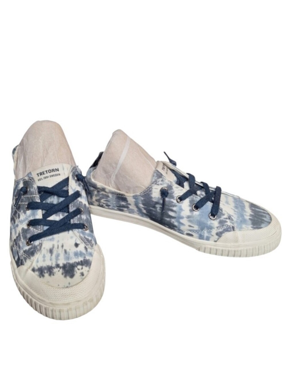 Tretorn Meg Slip On Sneakers Blue Tie Dye Logo Lace Up Ortholite Women's sz7